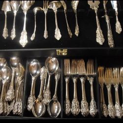 Antique Silver plated Flatware Set In Case 
