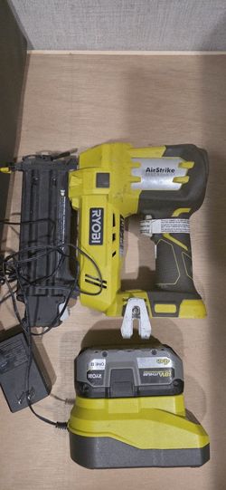 RYOBI 18-VOLT ONE+ AIRSTRIKE CORDLESS BRAD NAILER, 18 And Battery And Charger 