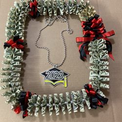 Graduation Black And Red Ribbon Money Lei