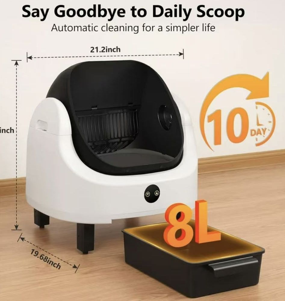 😀 Self Cleaning Litter Box，5-layer protection system, intelligent application control, effective odor removal