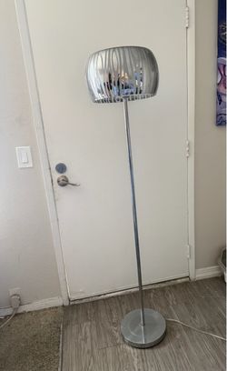 Modern Chrome Floor Lamp with Cut-Out Shade