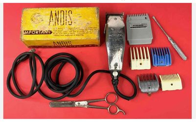Vintage Andis Hair Clipper Trimmer Mv# M2 TESTED With Box And Accessories