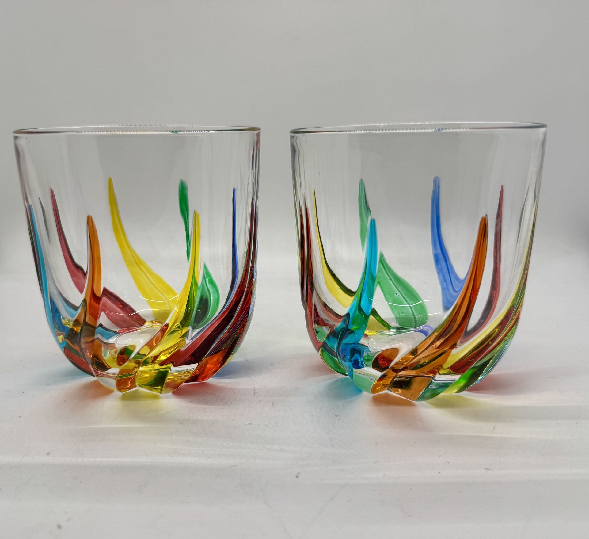 VENETIAN CARNEVALE STEMLESS Crystal WINE GLASSES - OLD FASHION GLASSES