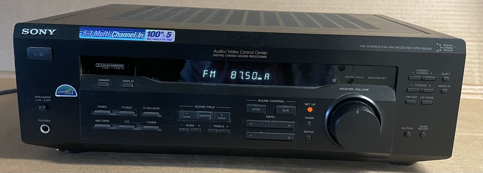 Sony STR-DE345 AM FM Stereo AV Audio Video 5.1 Surround Receiver Control Center