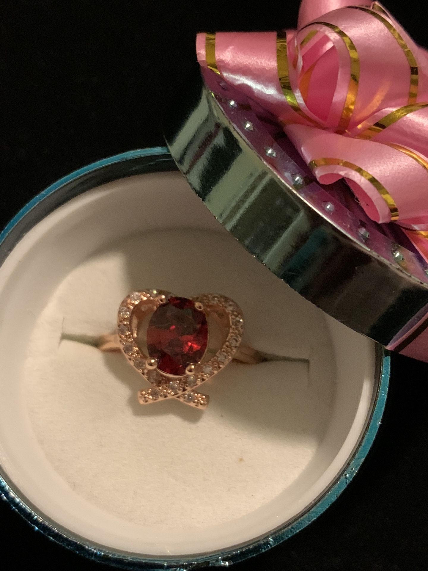 Red CZ Knot Ring
