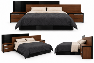 ALF Italia Nuvola Queen Platform Bed w/ LED Headboard & 2 Nightstands