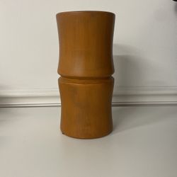 Bamboo Style Terracota Vase with Faux Cherry Blossom Flower Arrangement.