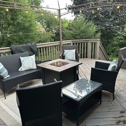 Black/Brown Wicker Patio Set (Sold All As Set)