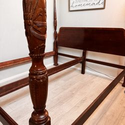 Solid Wood King Split Bed Frame  Requires 2 Twin XL Mattresses