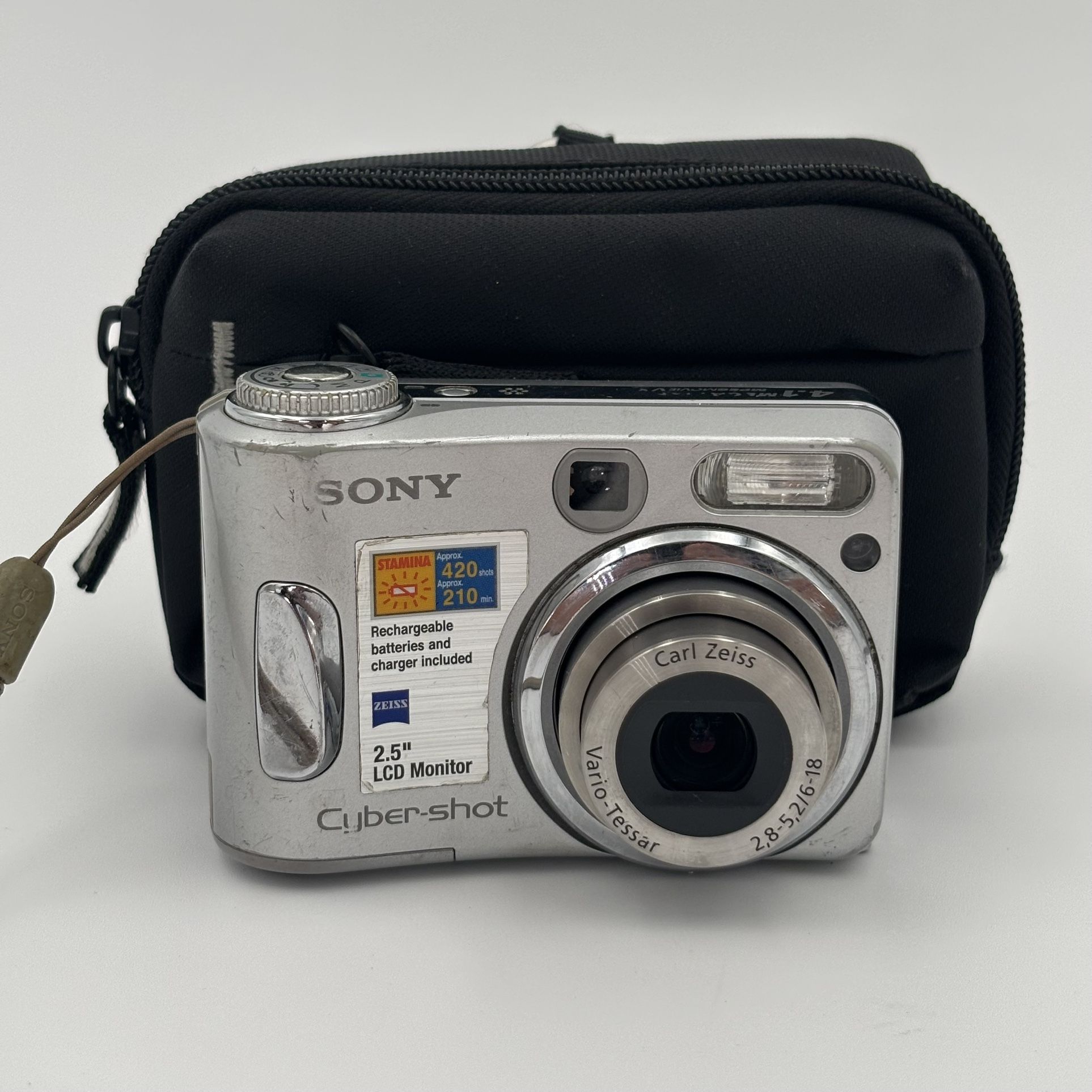 Sony Cyber-shot DSC-S90 4.1MP Digital Camera W/ Carrying Case Tested Working ✅