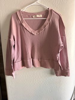 Cropped waffle shirt