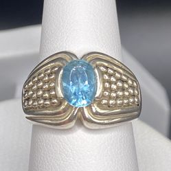 925 Thailand NF blue Topaz Ring 