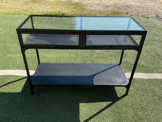 Black Metal and Glass Display Console Table