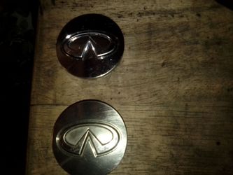 2 INFINITI CHROME CENTER CAPS