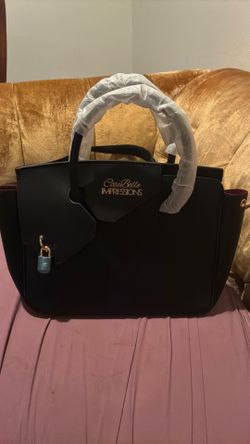 CaseBella Impressions Black Leather Handbag