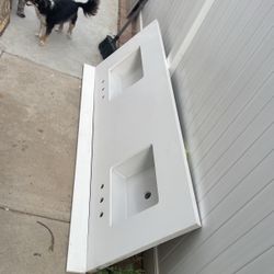 76 L 26 W Double Sink Counter 8” O C faucet Ho