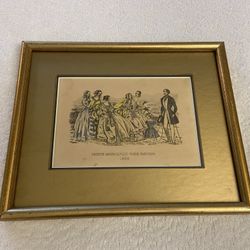 Vintage Godey’s Americanized Paris Fashions 1856 Framed Art 