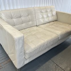 IKEA Cream Leather Loveseat Sofa 