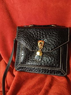 Vintage Black Leather Crossbody Purse