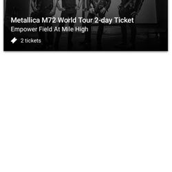 2 Tickets To Metallica  Denver Platinum 