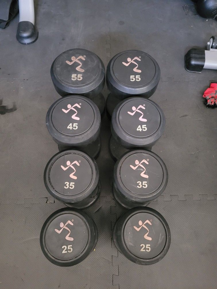 Dumbbells (2x25Lbs,2x35Lbs,2x45Lbs,2x55Lbs) for $300 Firm (Walnut 91789)