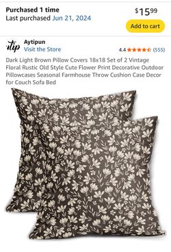 18x18 Set of 2 Vintage Floral Print Throw Cushion Case