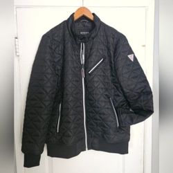 Men's Guess Jacket Quilted Black XL New