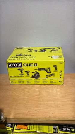 RYOBI ONE+ 18V Cordless 6-Tool Combo Kit with Compact Battery, 4.0 Ah Battery, and Charger