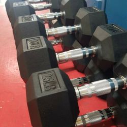 NEW Rubber Hex Dumbbells 5lb - 50lb Dumbbell Pairs Olympic Weights Home Gym Workout Equipment Fitness Weight Set 