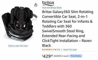NEW Britax Galaxy360 Slim Rotating Convertible Car Seat – Raven Black