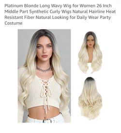 Platinum Blonde Long Wavy Wig