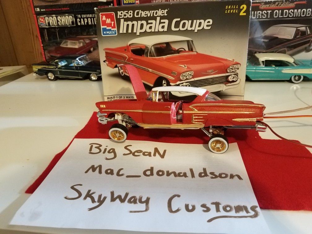 1958 Chevy Impala lowrider model car kit on hydraulics