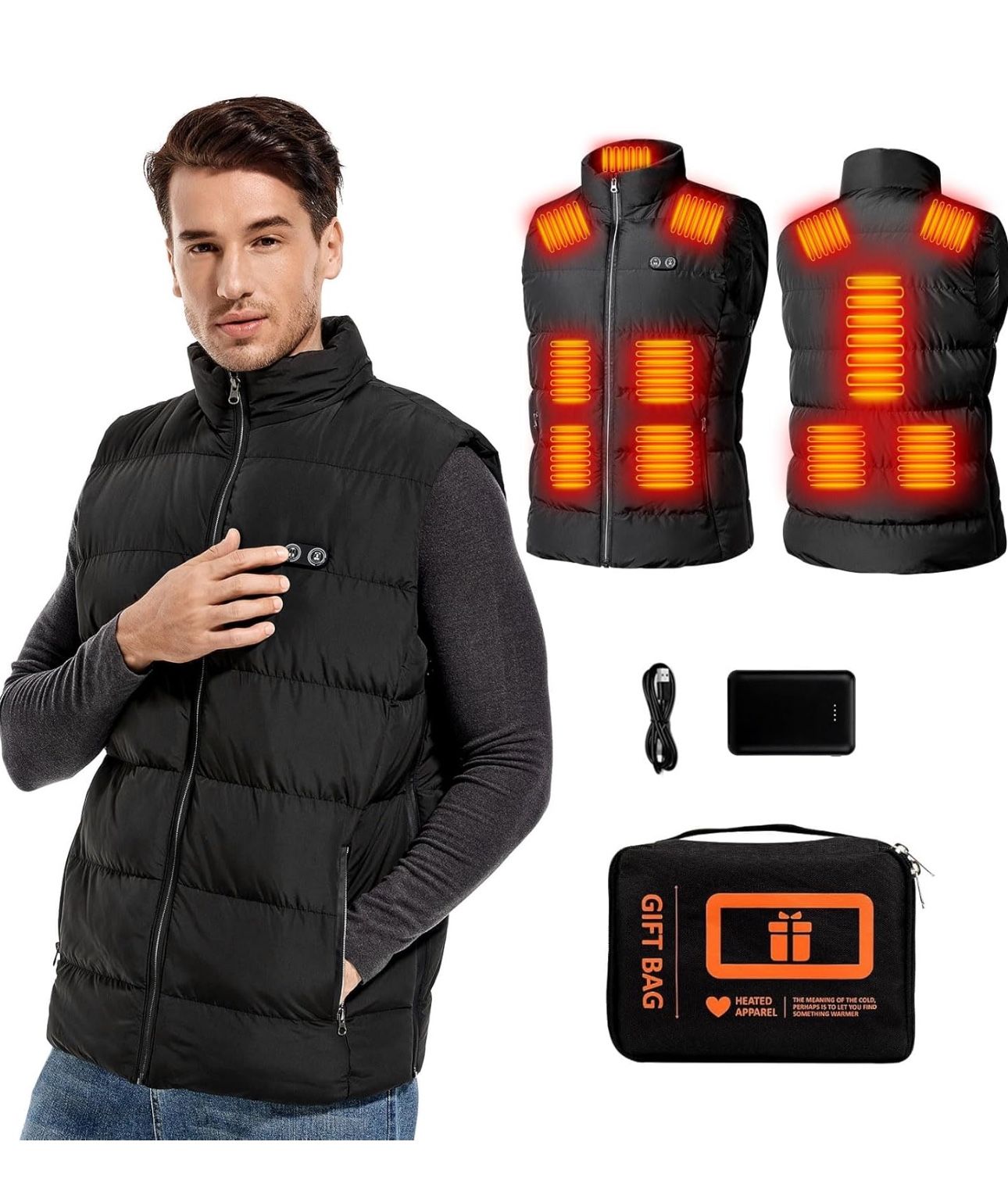 Heated Vest For Men With 16000Mah Battery Pack Included, Lightweight Heated Puffer Vest Adjustable Heating Vest