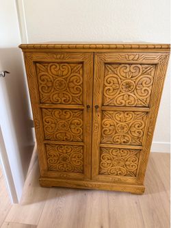 Vintage carved wood cabinet - Asian influenced