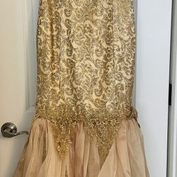 Gold Lace Evening Dress (size 4)
