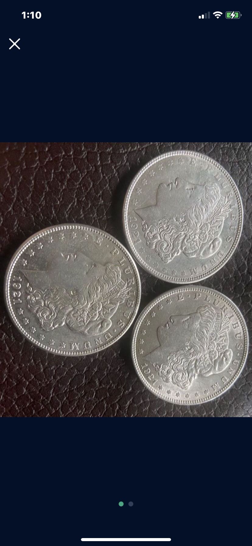 $1 1921 Morgan Dollar P, D, S. 