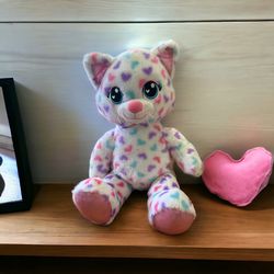 Sugar Hearts Kitty Cat Build a Bear Plush Stuffed Pastel White Purple Pink Blue