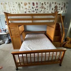 Twin Over Double Loft Bed With Integrated Desk Stairs And Drawers