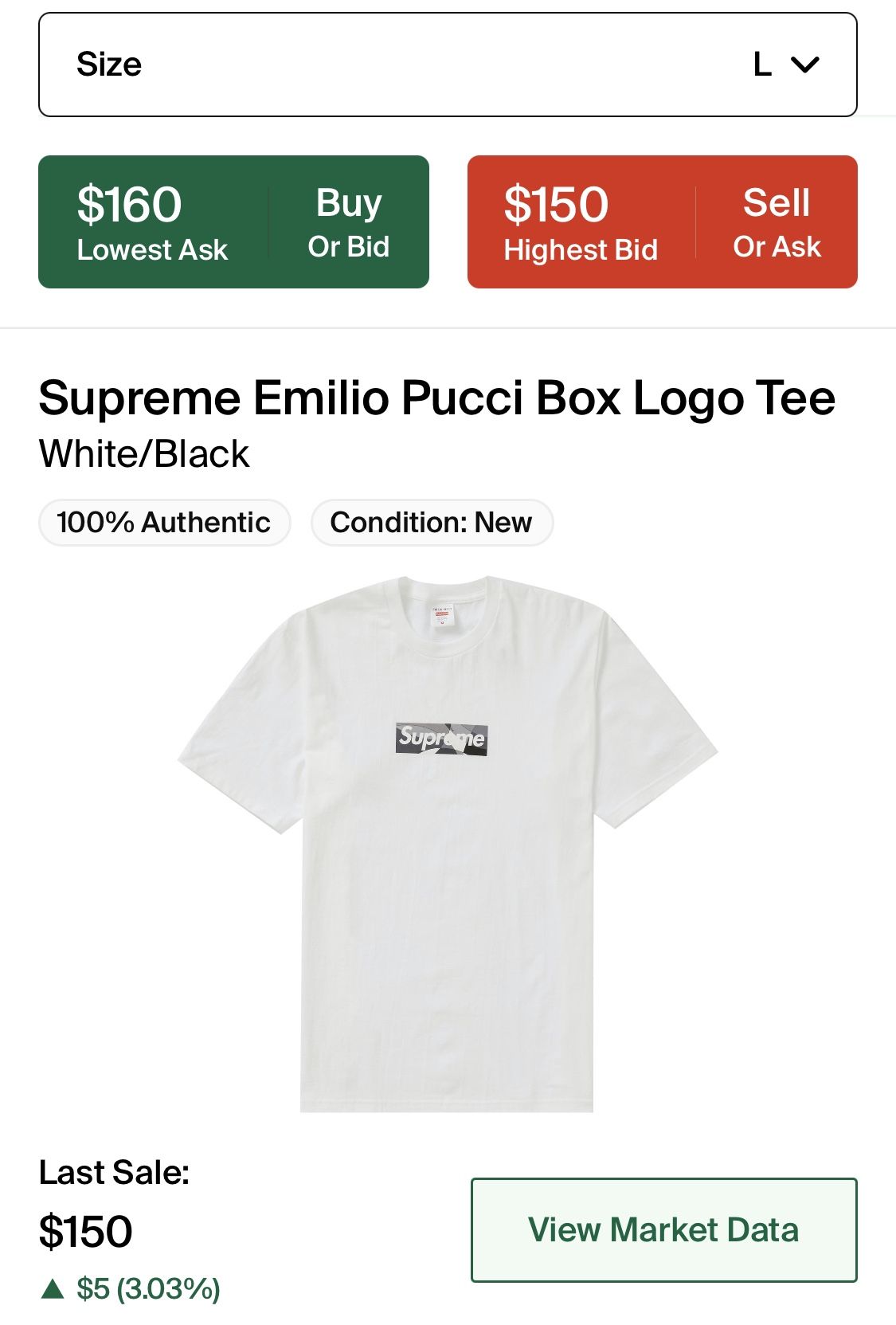 Supreme Emilio Pucci Box Logo Tee White/Black Large