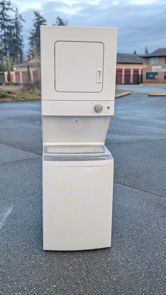 24" WIDE NEW Stackable Whirlpool Washer And Electric Dryer. 45 Days Warranty. Works Perfect With