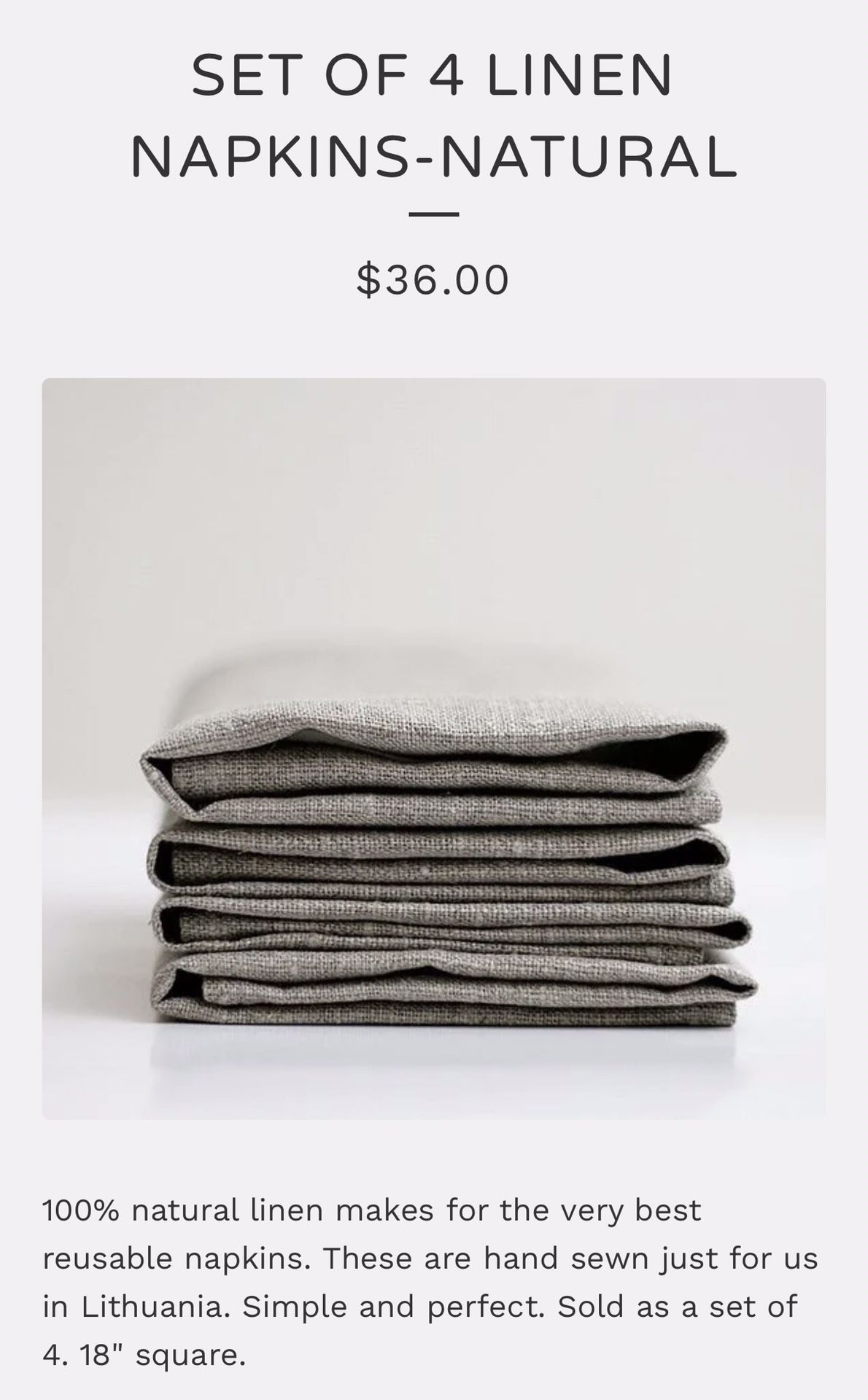 Butter Home Linen Napkins - Set of 4