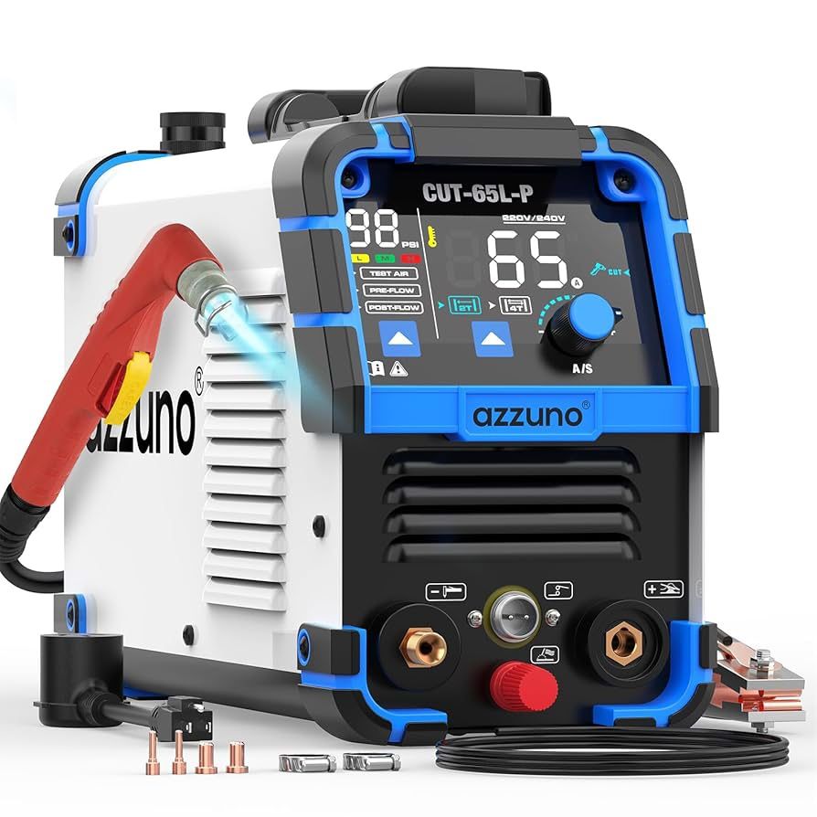 Plasma Cutter 65Amps, Non-Touch Pilot Arc, 110/220V Dual Voltage Large LED Display Plasma Cutting Machine, IGBT Inverter Air Sensor Technology, Max Cu