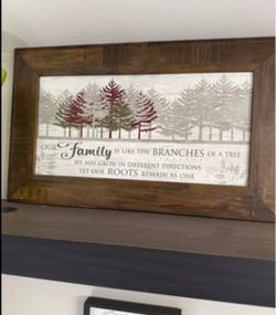 Family Tree Quote Wall Art Rustic Frame