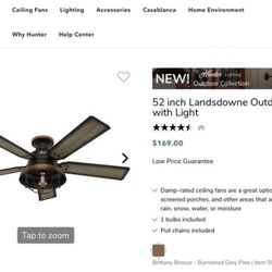 New 52 inch Indoor / Outdoor Low Profile Ceiling Fan with Light