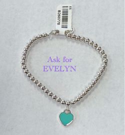 Tiffany & Co Sterling Mini Heart Bead Bracelet 7in 6.2g