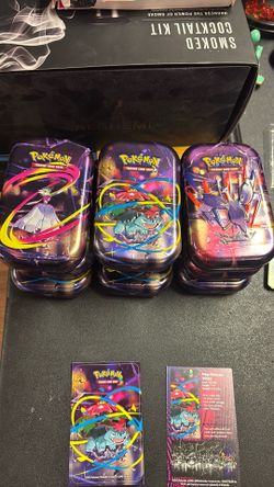 Mega evolution EMPTY Mini Tins + Sticker /Card
