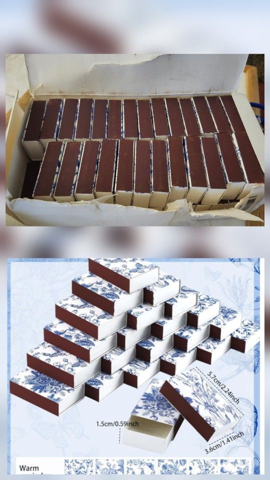 NEW- 58 Pcs Spring Flower Blank Matches Containers 2.24 x 1.42 x 0.59 Inches Floral Match Holder