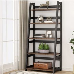 C0155 Bookshelf, 5-Tier Ladder Bookcase Etagere Storage Shelf