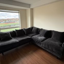 Macy’s Napa Storm 3-Piece Sectional Sofa – Dark Grey (Great Condition)