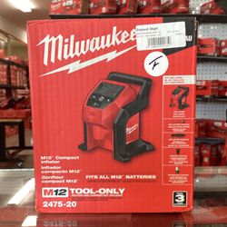 (New) Milwaukee 2475-20 M12 12-Volt Lithium-Ion Cordless Compact Inflator